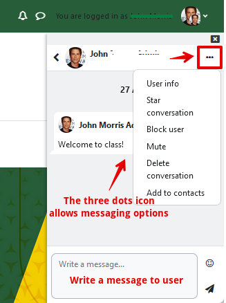 options for messaging a user